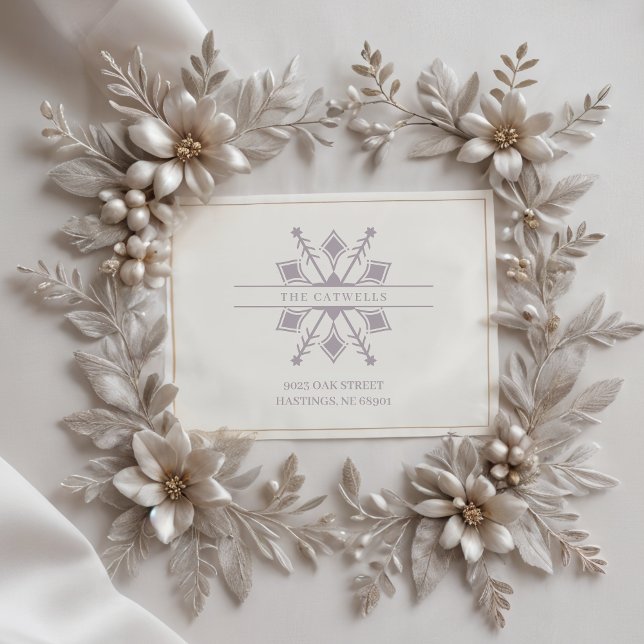 Moderne schicke Snowflake Weihnachten & Winter Fam Gummistempel (Modern Chic Snowflake Christmas & Winter Family Name & Address Rubber Stamps.)