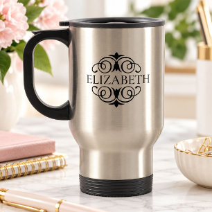 Moderne Schicke Stilvolle Monogramm-Reisebecher Reisebecher