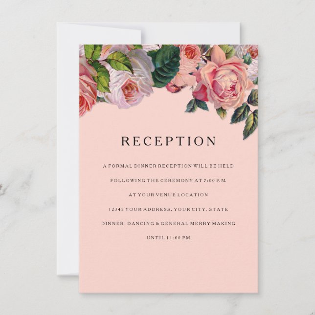 MODERNE, schicke Streifen mit Rose, Empfang einlad Einladung (Vorderseite)