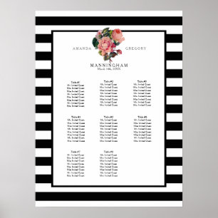 MODERNE, schicke Streifen mit Rose Hochzeitssitze Poster