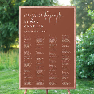 Moderne Schicke Terrakotta-Druckbare Sitzordnung Poster