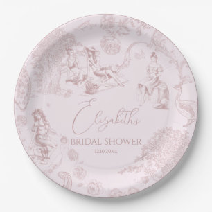 Moderne Schicke Toile de Jouy Picknick Brautparty  Pappteller