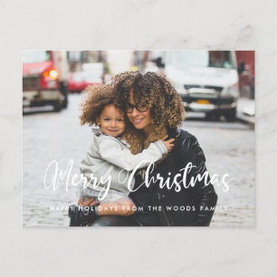 Moderne schicke Typografie Frohe Weihnachten Foto Postkarte