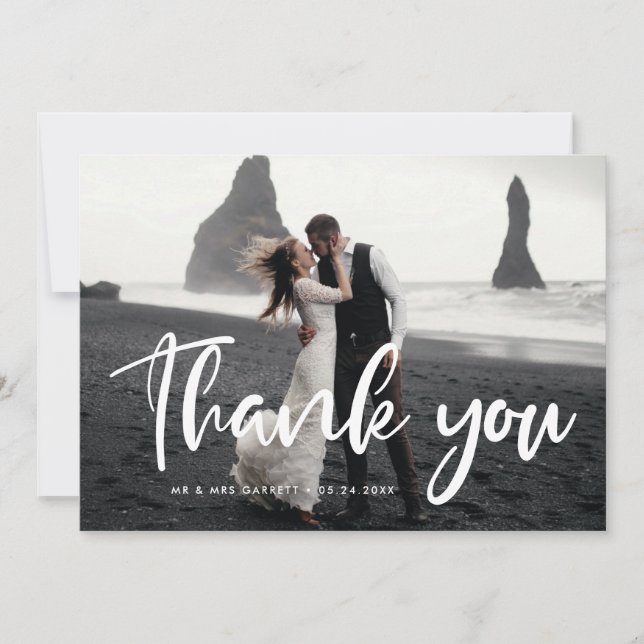 Moderne schicke Typografie Hochzeit danke Karte (Vorderseite)