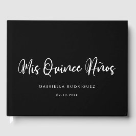 Moderne schicke Typografie Mis quince años Gästebuch