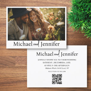 Moderne schicke Typografie qr Code Hochzeit Foto Einladung