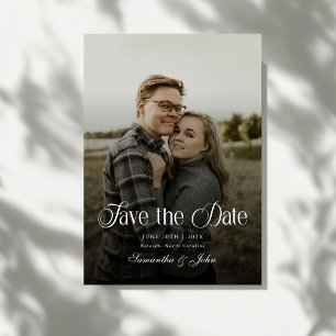 Moderne schicke Typografie Schwarz-Weiß-Foto Save The Date