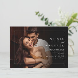 Moderne, schicke und minimalistische Foto-Hochzeit Einladung