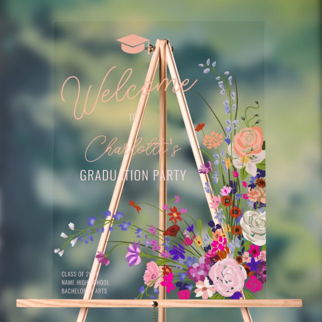 Moderne schicke Wildblume Drehbuch willkommen Absc Acrylschild (Neutral)