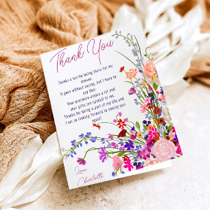 Moderne schicke wilde Blumen Schrift Brautparty Dankeskarte