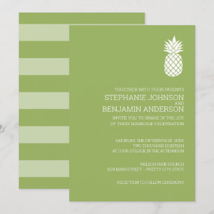 Moderne Schieferstreifen Ananas Hochzeitsgrün Einladung