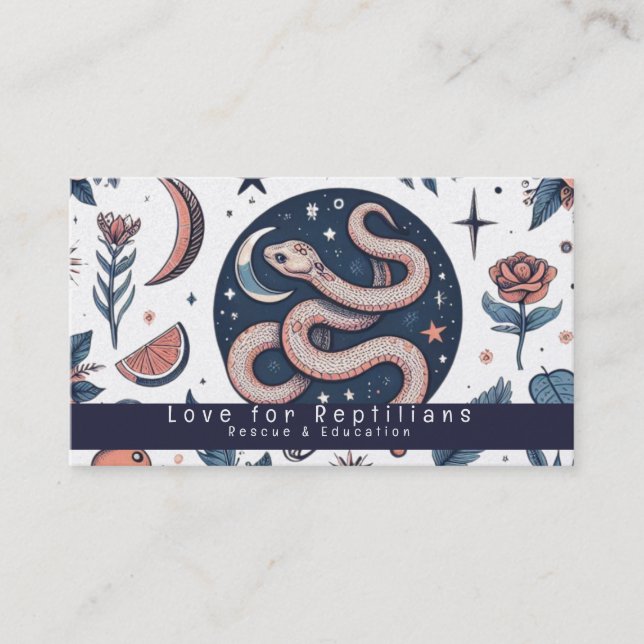 Moderne Schlangen Reptiles Rescue Florals Visitenkarte (Vorderseite)