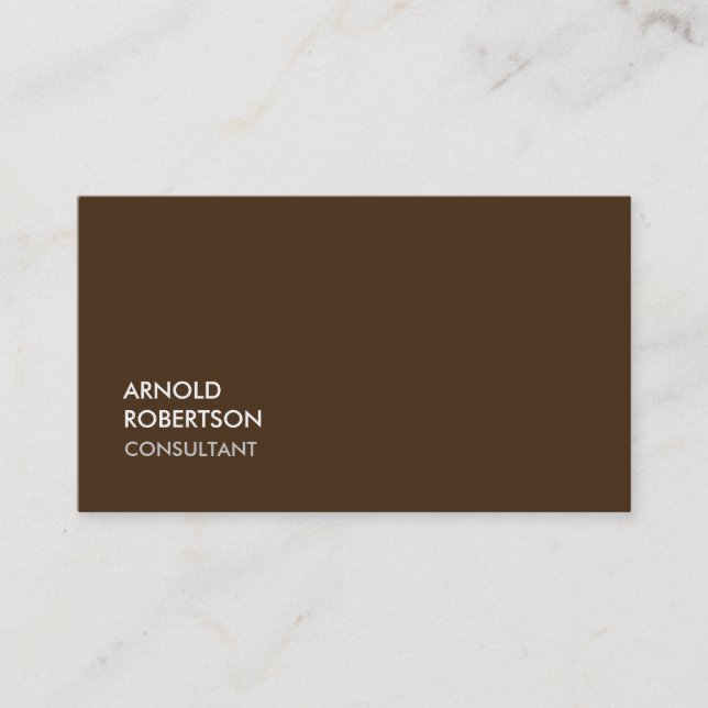 Moderne Schlicht Brown Trendy Chic Business Card Visitenkarte (Vorderseite)