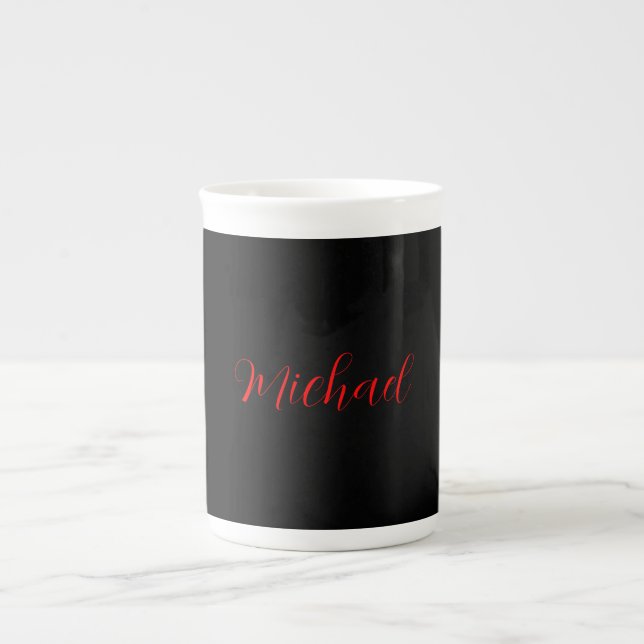 Moderne schlichte, einfache minimalistische Beiheb Prozellantasse (Vorderseite)