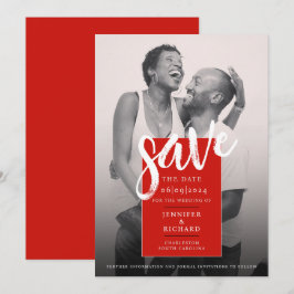 Moderne, schlichte Hochzeit in Rot und Weiß des Fo Save The Date