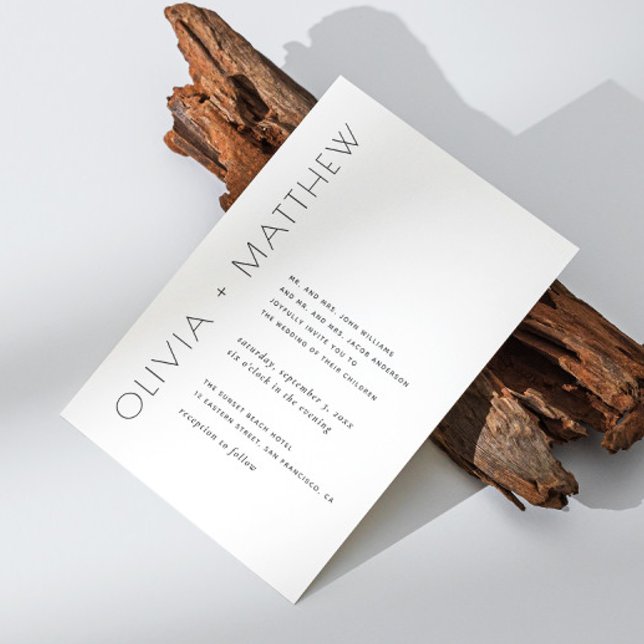 Moderne, schlichte Hochzeit in Schwarz-Weiß Einladung (Von Creator hochgeladen)