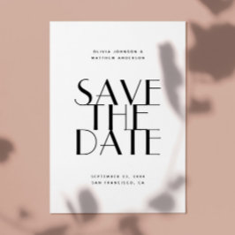 Moderne, schlichte Hochzeit in Schwarz-Weiß Save The Date