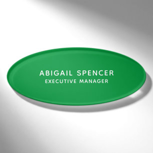 Moderne Schlichte Klasse Beruflich Kelly Green Namenschild