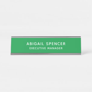 Moderne Schlichte Klasse Beruflich Kelly Green Schreibtischnamensplakette