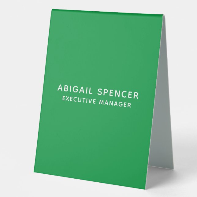 Moderne Schlichte Klasse Beruflich Kelly Green Tischaufsteller (Vorderseite)