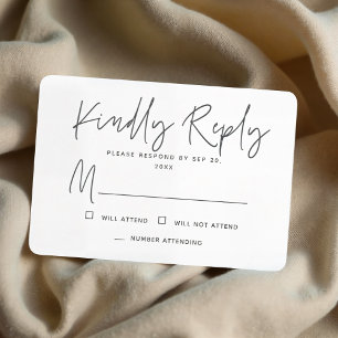 Moderne schlichte Minimal-Erinnerungen Gedenkantwo RSVP Karte