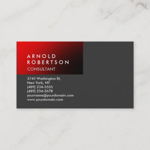 Moderne Schlichte Red Gray Trendy Business Card Visitenkarte