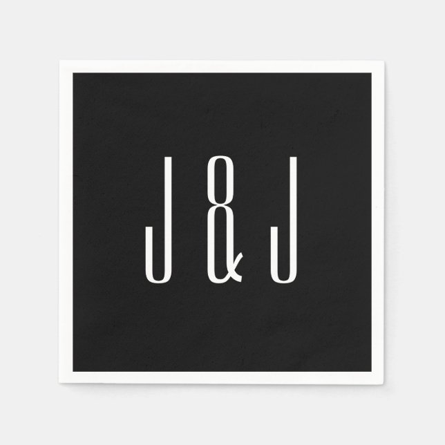 Moderne Schlichte Schwarze Hochzeit Serviette (Vorderseite)