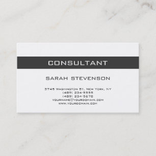 Moderne, Schlichte White Consultant Business Card Visitenkarte