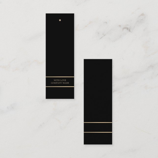 Moderne & schmale, schwarze & goldene Geschenketik Mini Visitenkarte (Vorne/Hinten)