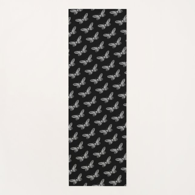 Moderne Schmetterlinge Black Yoga Mat Yogamatte (Vorderseite)