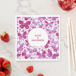 Moderne Schmetterlinge Wasserfarbe Magenta Rosa Serviette