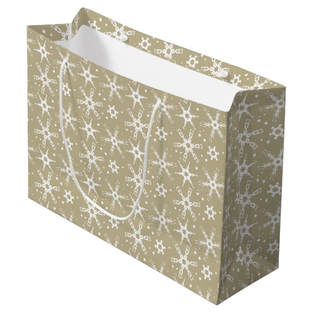 Moderne Schneeflocke-Geschenktasche Große Geschenktüte (Vorderseite Schrägansicht)