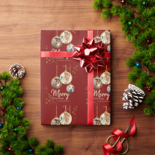 Moderne Schneeflocken Foto Frohe Weihnachten Geschenkpapier