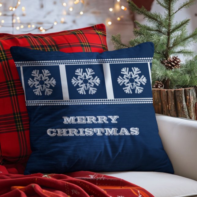 Moderne Schneeflocken Kissen, blau Kissen (Blue Modern Snowflakes Throw Pillow)