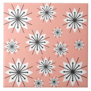 Moderne Schneeflocken Peach des Mittelalters Fliese