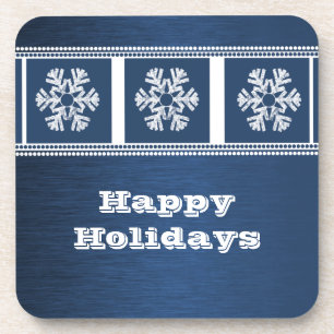 Moderne Schneeflocken Untersetzer Set, blau