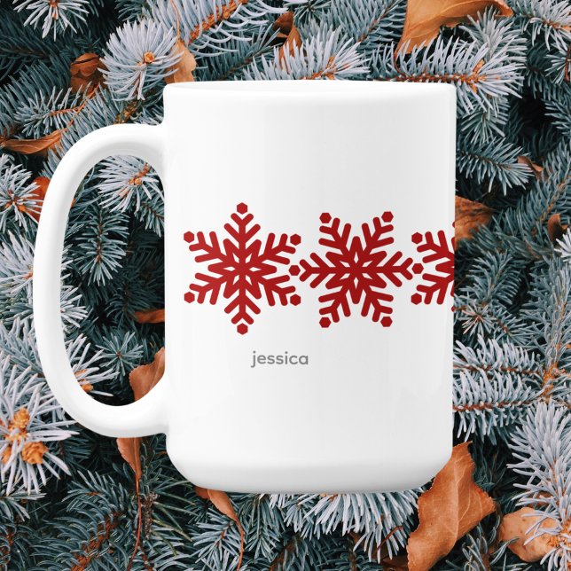 Moderne Schneeflocken Weihnachten Kaffeetasse (Von Creator hochgeladen)