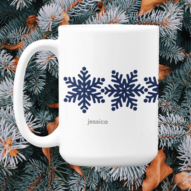 Moderne Schneeflocken Weihnachten Kaffeetasse (Von Creator hochgeladen)
