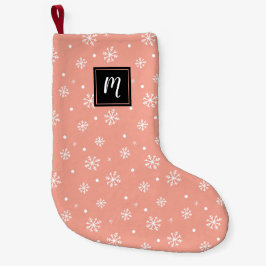 Moderne Schneeflocken Weihnachtsmuster Monogramm Kleiner Weihnachtsstrumpf