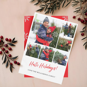 Moderne Schneeglöckchen Sechs Foto-Collage Gitter  Feiertagskarte