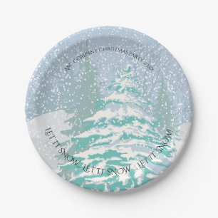 Moderne Schneehochbaum-ÄNDERFARBE Pappteller
