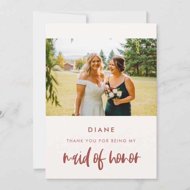 Moderne schneerosa Trauzeugin danke Karte (Vorderseite)