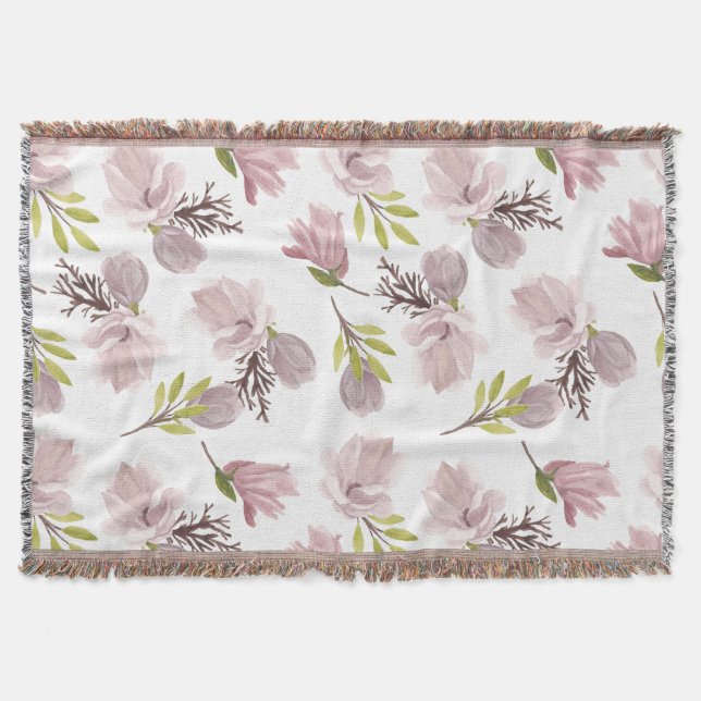 Moderne schöne Blumenmuster pink-weiß Decke (Vorderseite)