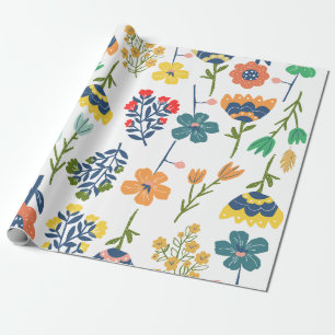 Moderne schöne Blumenmuster Rosa gelb grün Geschenkpapier