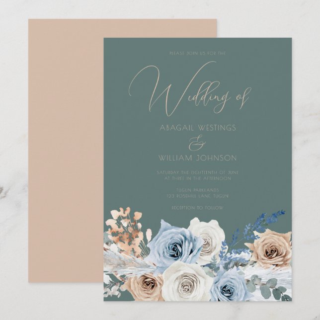 Moderne schöne Boho Elegante Hochzeit Einladung (Vorne/Hinten)
