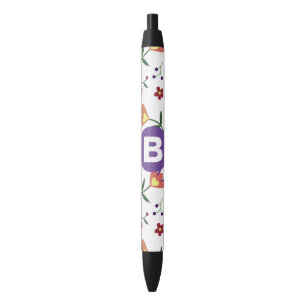 Moderne schöne bunte florale lila Monogramm Kugelschreiber