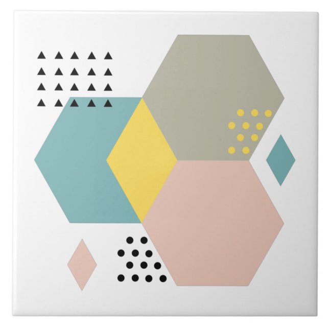 Moderne schöne farbenfrohe geometrische mädchenbla fliese (Vorderseite)