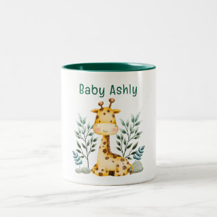 Moderne Schönheit Orange Giraffe Mit Namen Kaffeet Zweifarbige Tasse