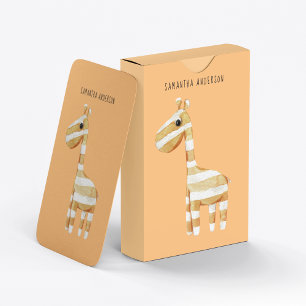 Moderne Schönheit Orange Giraffe Mit Namen Spielkarten