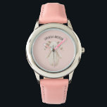 Moderne Schönheit Pastell Pink Bunny mit Namen Armbanduhr<br><div class="desc">Moderne Schönheit Pastell Pink Bunny mit Namen</div>